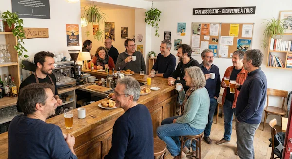 Bar associatif avec public : exemple typique d'un local association classé ERP type N (Débit de boissons) soumis à la réglementation incendie et non local privé.