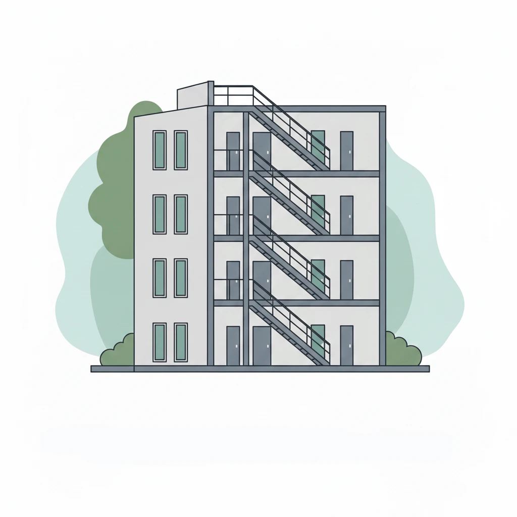 Schéma de calcul des dégagements et unités de passage pour ERP multi-niveaux.